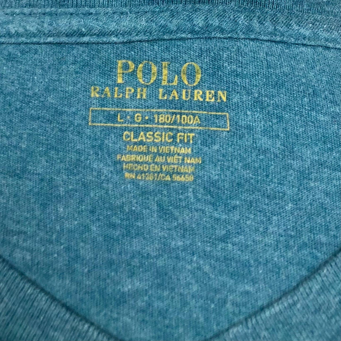 Camiseta cuello V Polo Ralph Lauren 🏇🏼 color verde esmeralda manga corta Talla Large Entalle Clásico