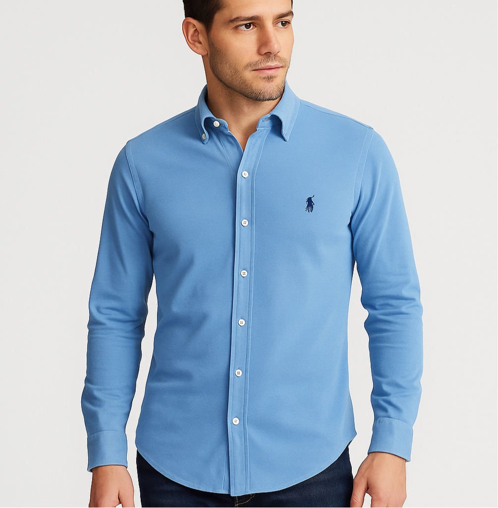 Camisa de botones Polo Ralph Lauren 🏇🏼 Performance en color celeste Talla S Entalle Regular (ver descripción)