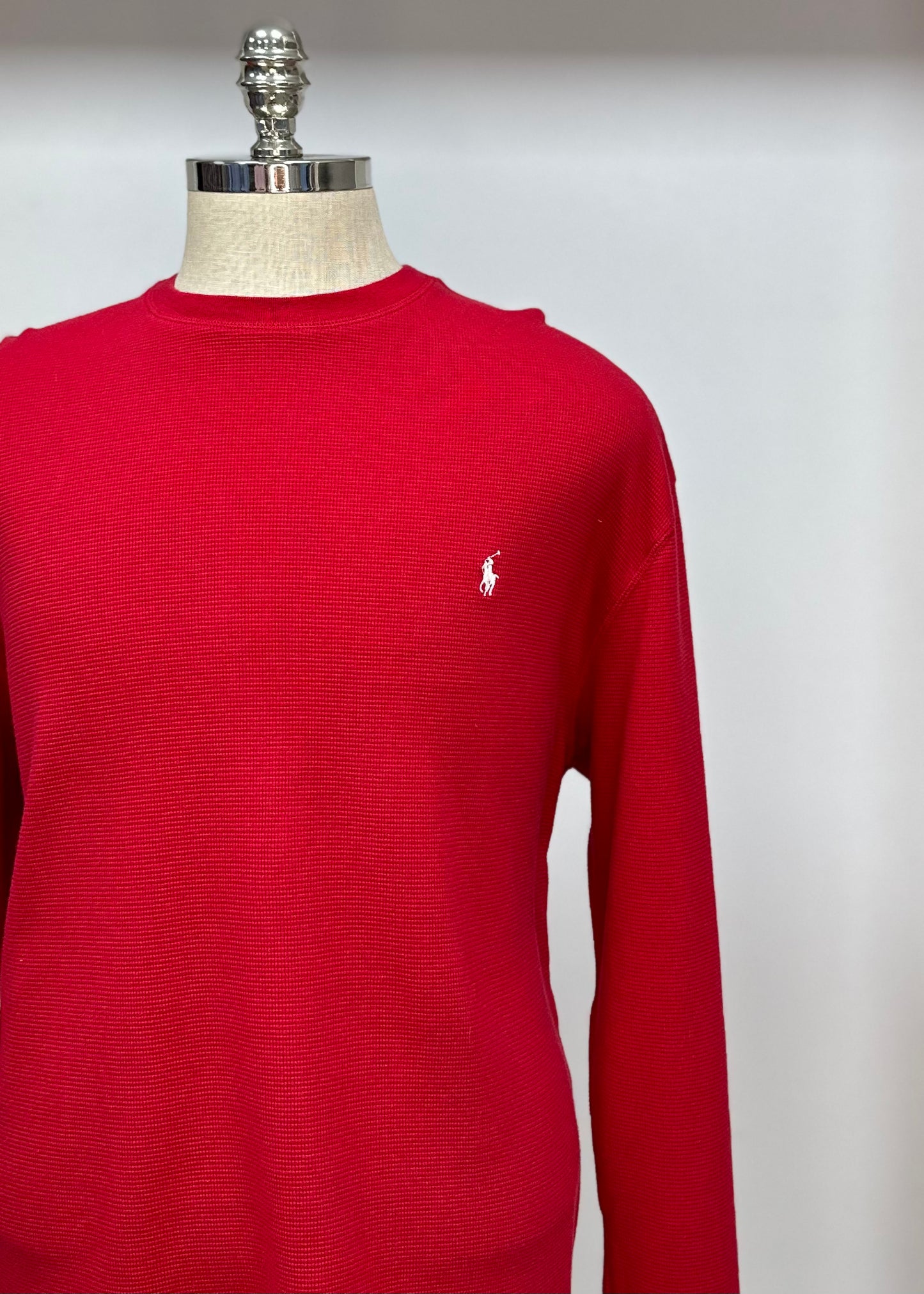 Camiseta cuello redondo Polo Ralph Lauren 🏇🏼 Waffle color rojo manga larga Talla XXL