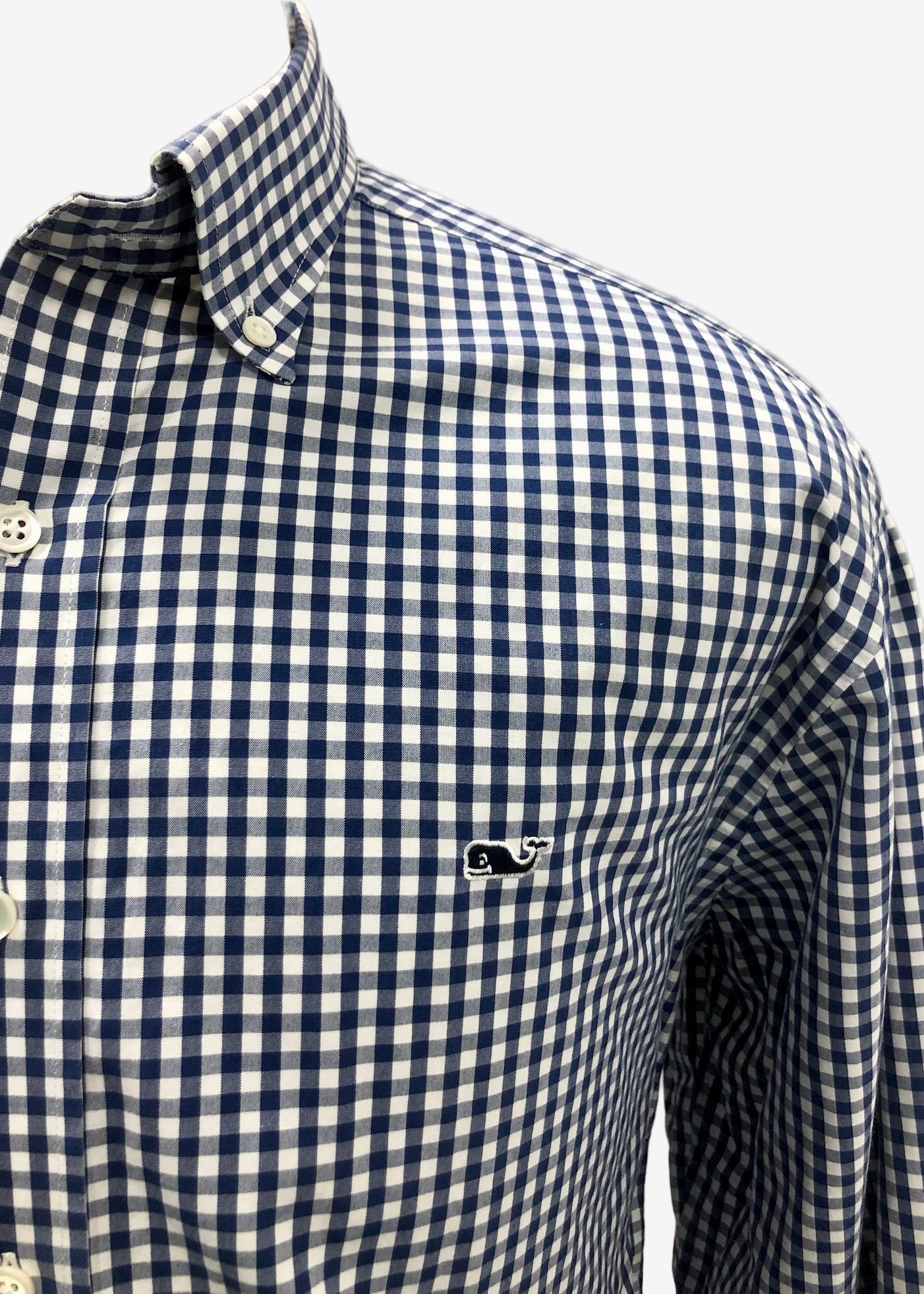 Camisa Vineyard Vines 🐳 de cuadros gingham en color azul navy y blanco Talla L Entalle Clásico