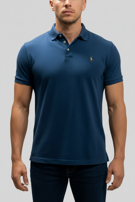 Camiseta Polo Ralph Lauren 🏇🏼 Pima color azul grisáceo Talla S Entalle Clásico