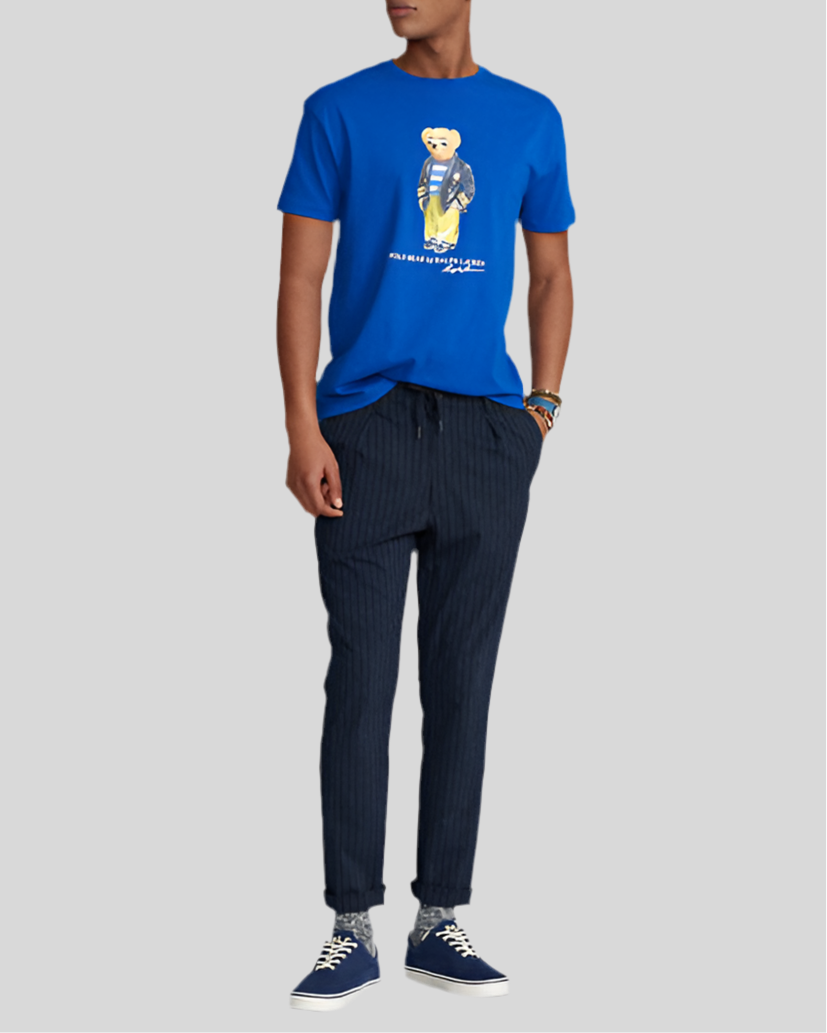 Camiseta cuello redondo Polo Ralph Lauren 🏇🏼 Color azul con diseño de polo bear Talla L y XL Entalle Clásico