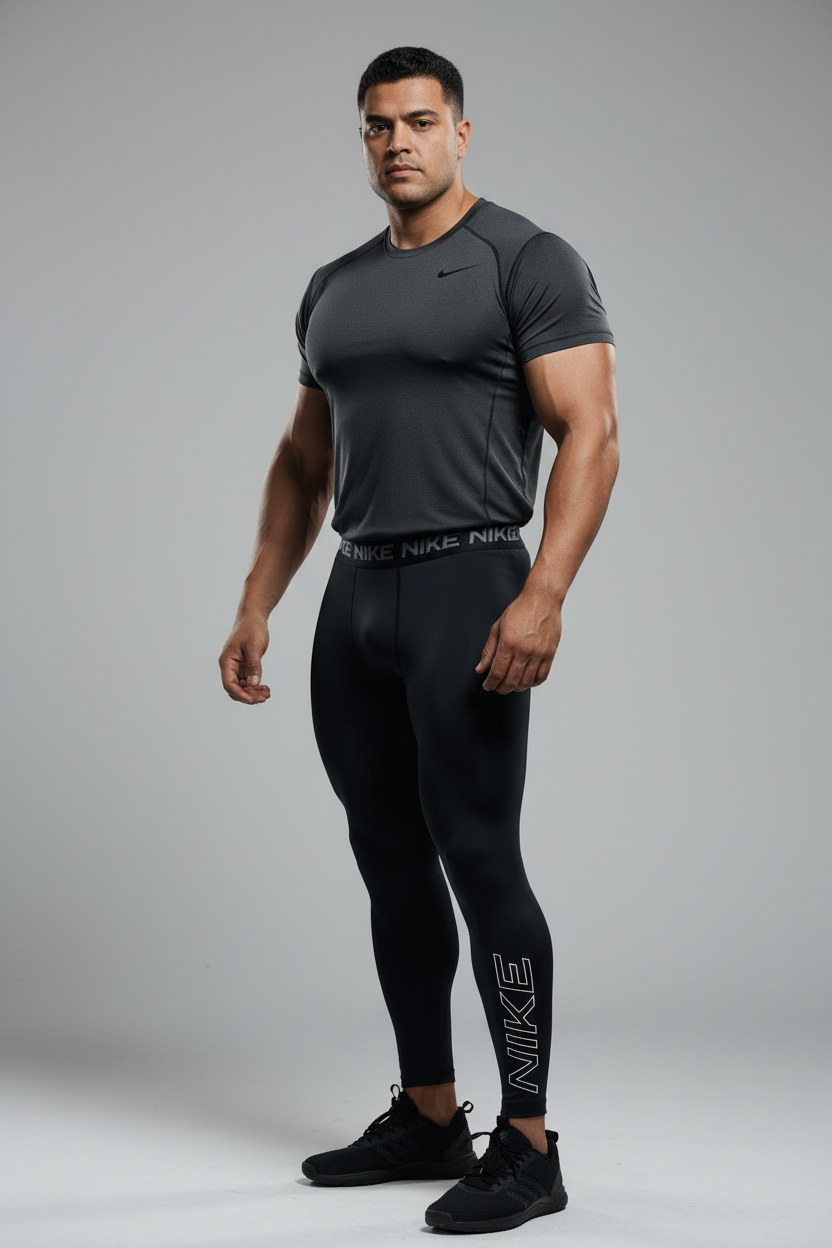 Malla de entrenamiento licra Nike ✔️ Pro Dri-FIT para hombre en Color negro y logo en blanco Talla L