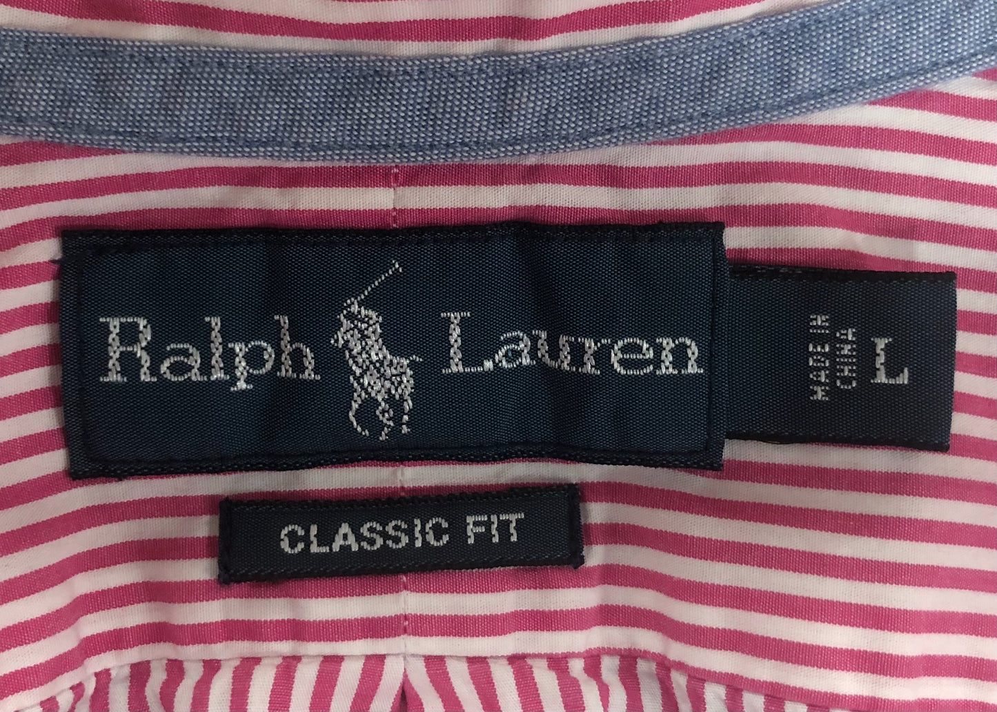 Camisa Polo Ralph Lauren 🏇🏼 con patron de rayas en color rojo y blanco Talla L Entalle Clásico