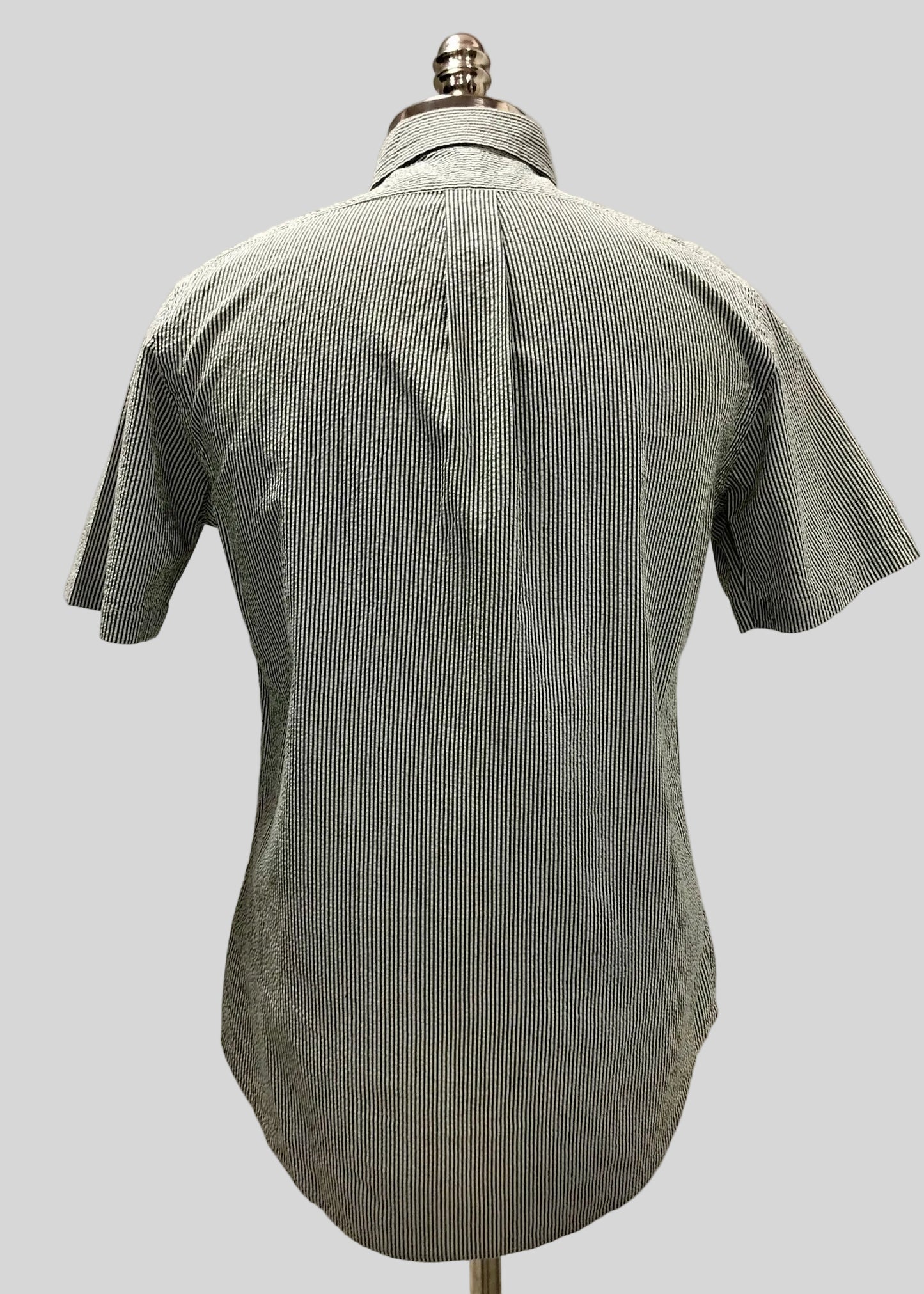 Camisa Polo Ralph Lauren 🏇🏼 Seersucker de rayas en color negro y blanco Talla S Entalle Regular