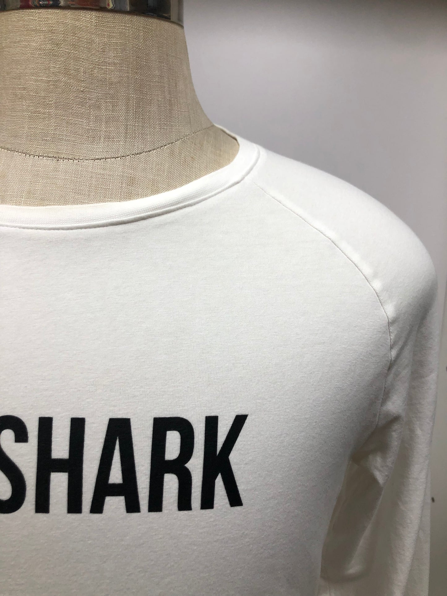 Camiseta de entrenamiento cuello redondo Gymshark 🏋🏽 color blanco manga larga, Talla XL