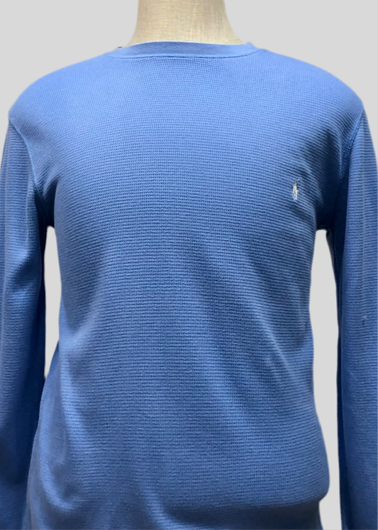Camiseta cuello redondo Polo Ralph Lauren 🏇🏼 Waffle color celeste manga larga Talla M