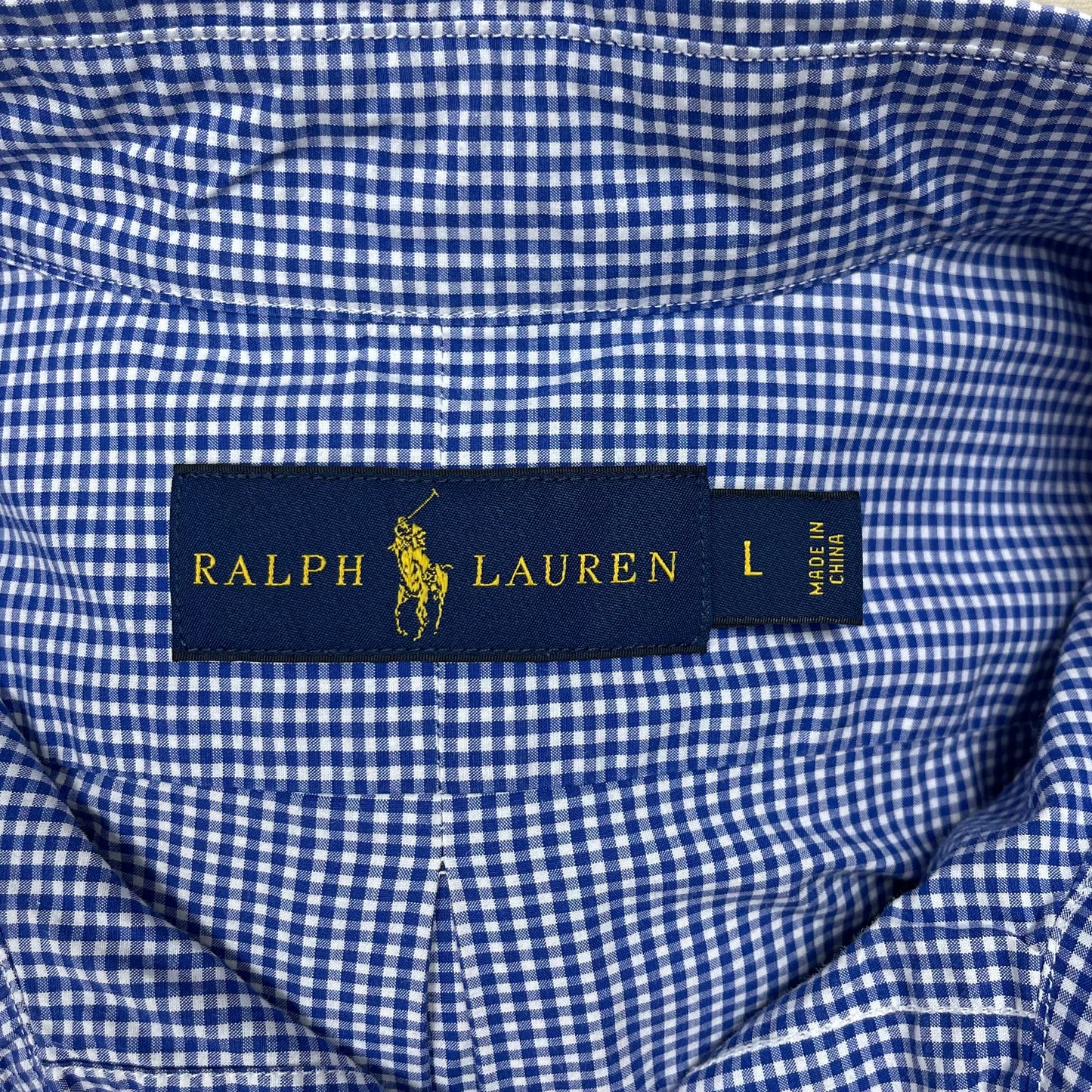 Camisa de botones Polo Ralph Lauren 🏇🏼 con patrón de cuadros gingham azul y blanco Talla L Entalle Regular