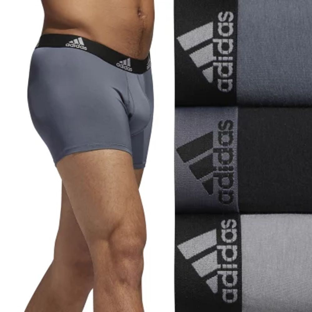 Combo de 3 Boxers Briefs Adidas Tela Performance color Negro y gris Talla XL