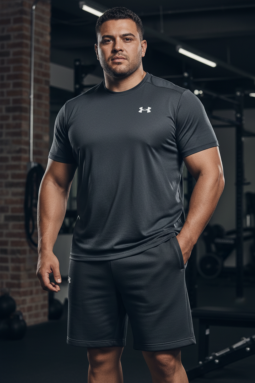 Short Lounge Under Armour 🏋🏼‍♂️ color gris oscuro y logo en blanco Talla L