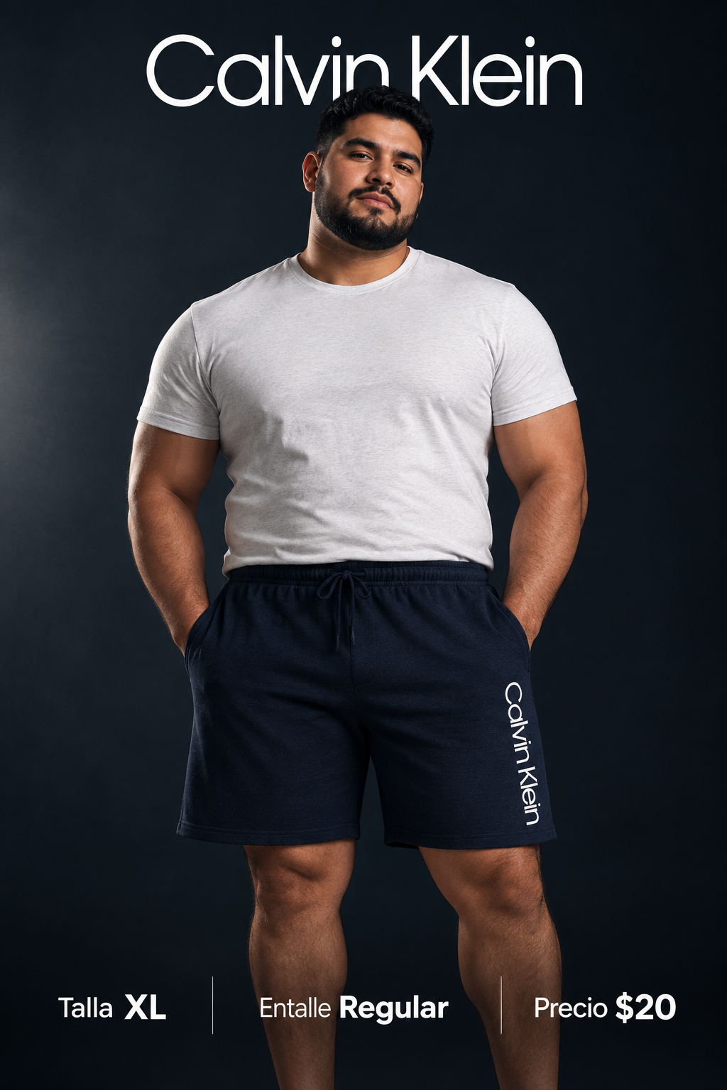 Short Lounge Calvin Klein 🇺🇸 color azul navy y logo en blanco Talla XL