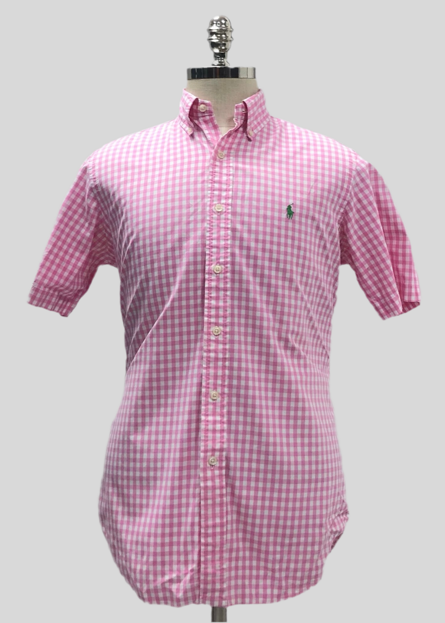 Camisa Polo Ralph Lauren 🏇🏼 con patrón de cuadros gingham rosado y blanco Talla M Entalle Clásico (ver descripción)