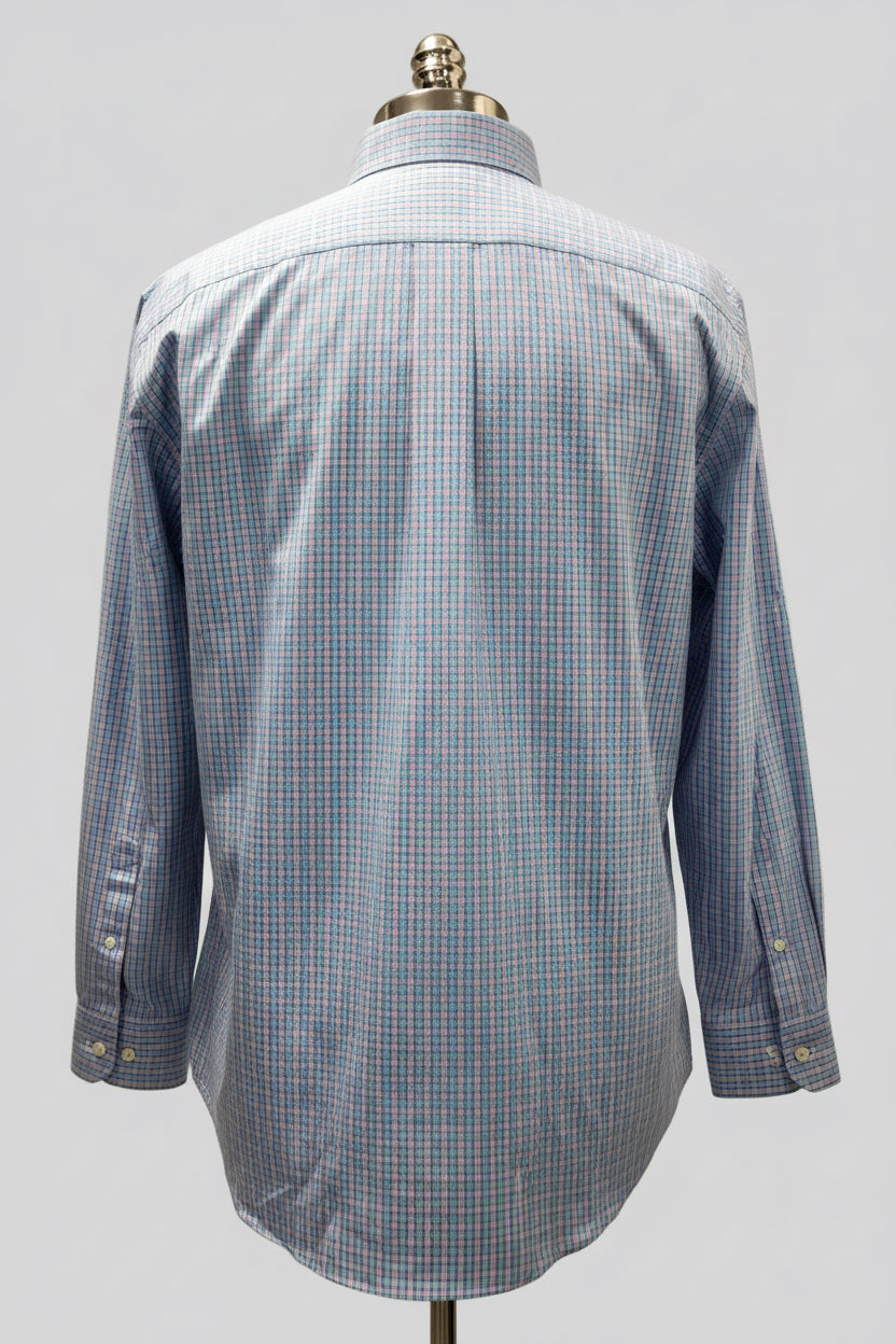 Camisa de botones Vineyard Vines 🐳 de cuadros en color rosado y celeste Talla L Entalle Clásico