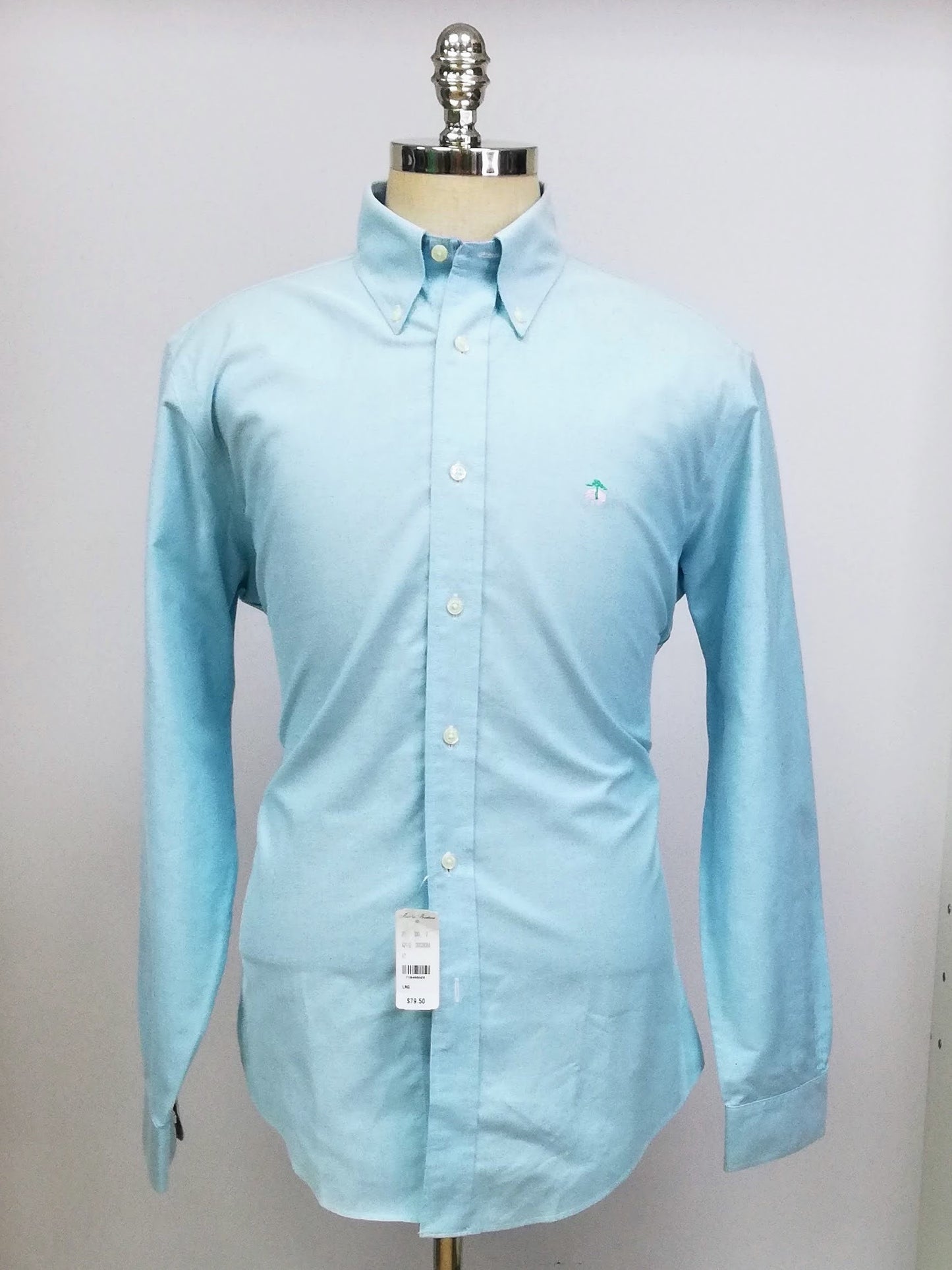 Camisa Brooks Brothers 🐑 color turquesa claro tornasol Talla L Entalle Regular