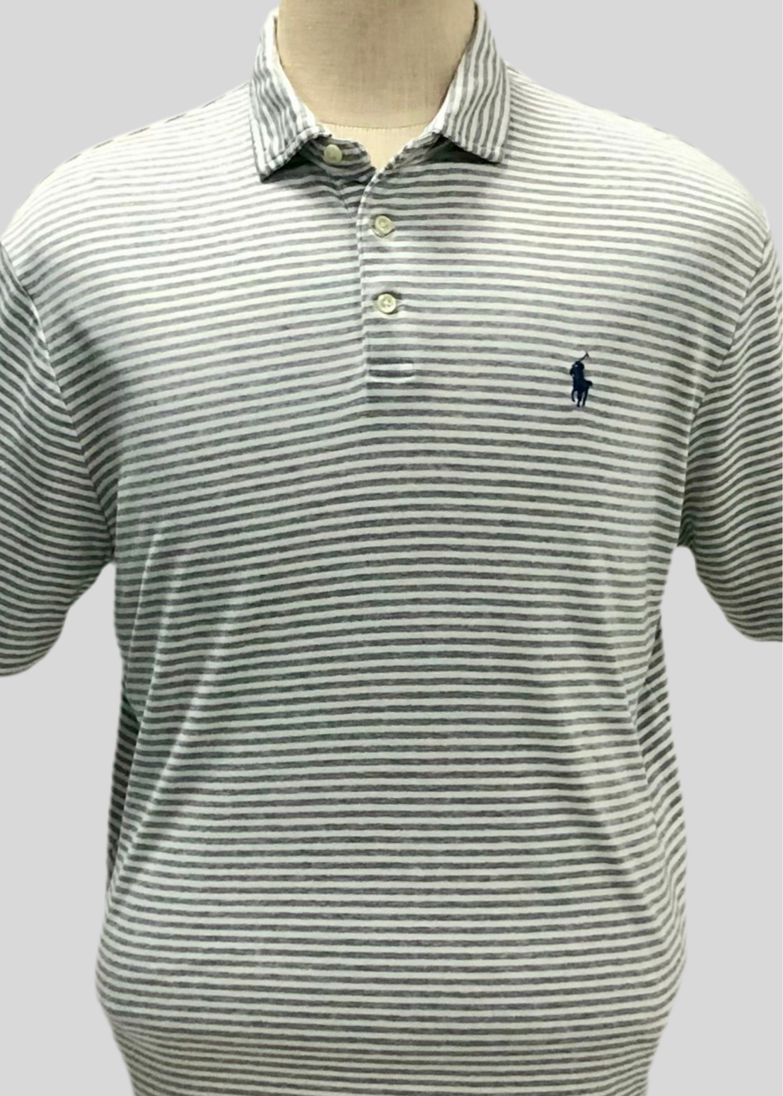 Camiseta Polo Ralph Lauren 🏇🏼 de rayas en color gris y blanco Talla L Entalle Clásico