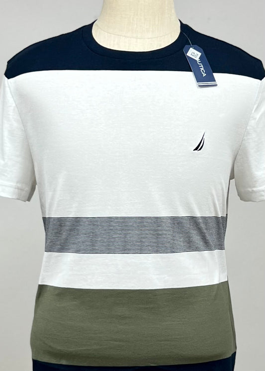Camiseta cuello redondo Nautica ⚓️ en color blanco, azul navy y verde oliva Talla Large