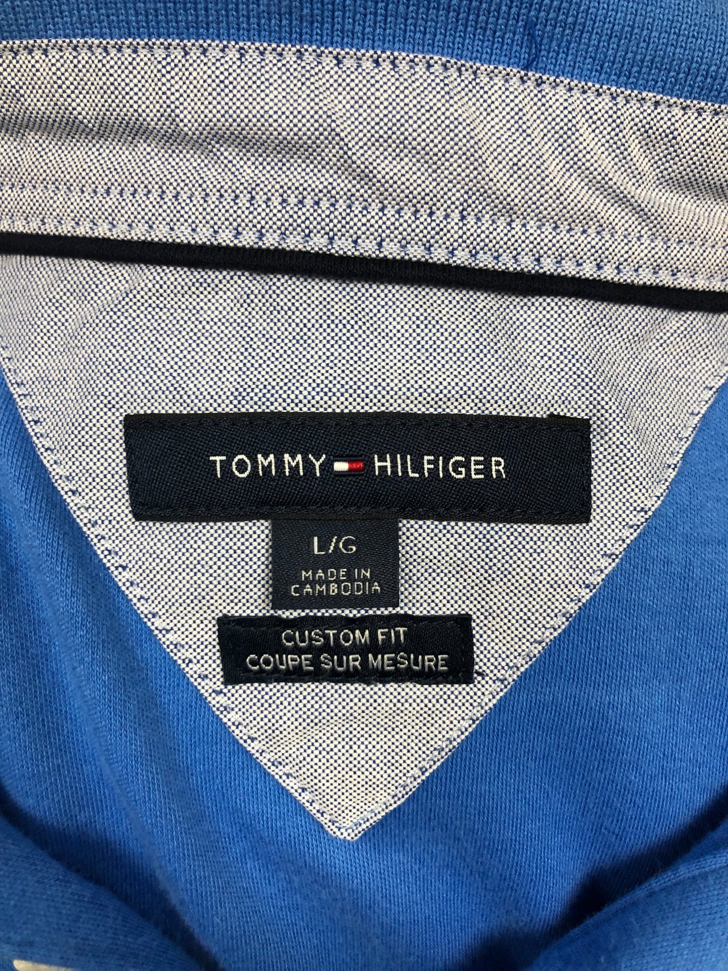 Camiseta Polo Tommy Hilfiger 🇺🇸 color azul Talla L Entalle Custom Fit (ver descripción)
