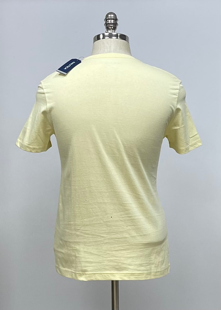 Camiseta cuello V Nautica ⚓️ color amarillo claro con logo azul navy Talla S