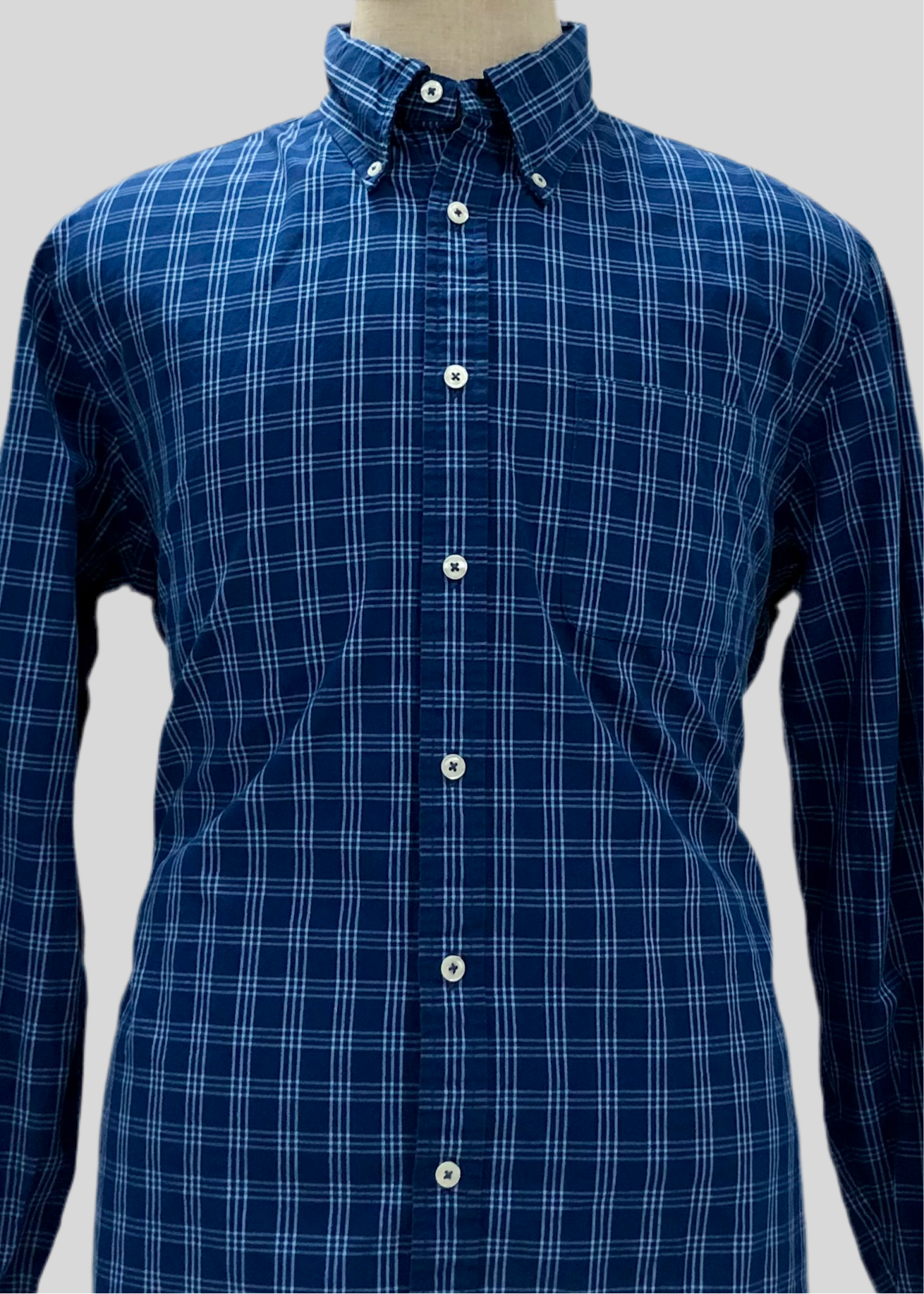 Camisa Brooks Brothers 🐑 color azul con cuadros en blanco Talla L Entalle Regular