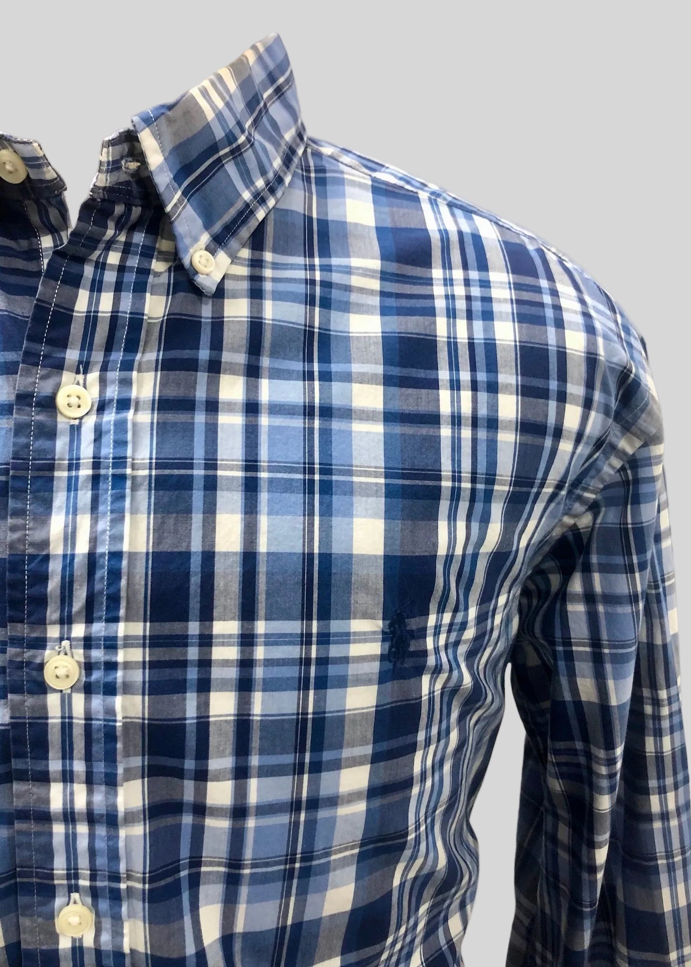 Camisa de botones Polo Ralph Lauren 🏇🏼 de cuadros celeste, azul y blanco Talla XL Entalle Clásico