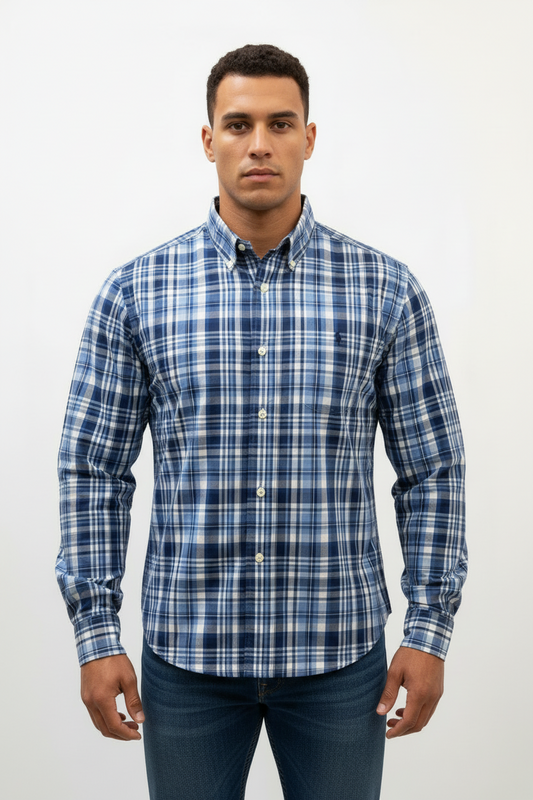 Camisa de botones Polo Ralph Lauren 🏇🏼 de cuadros celeste, azul y blanco Talla XL Entalle Clásico