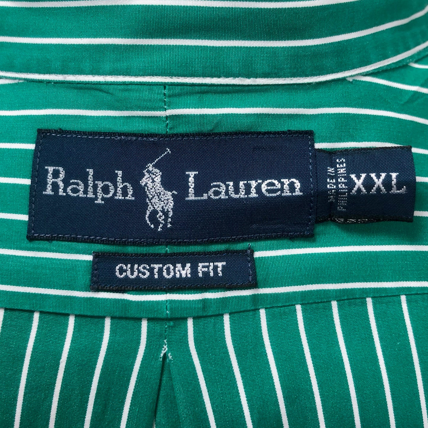 Camisa de botones Polo Ralph Lauren 🏇🏼 con patron de rayas en color verde y blanco Talla XXL Entalle Custom Fit