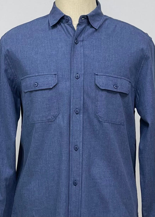 Camisa de botones Wallin & Bros 👑 Color azul grisáceo Talla M Entalle Regular