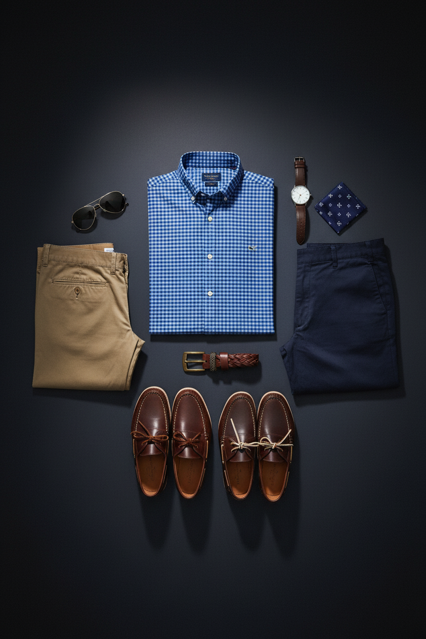 Camisa Vineyard Vines 🐳 Performance de cuadros gingham en color celeste y azul Talla XL Entalle Clásico