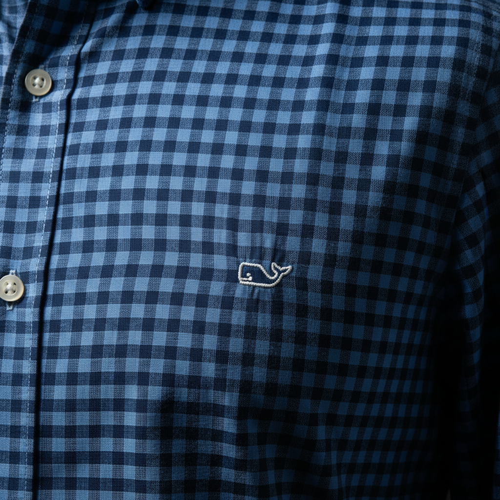 Camisa Vineyard Vines 🐳 Performance de cuadros gingham en color celeste y azul Talla XL Entalle Clásico