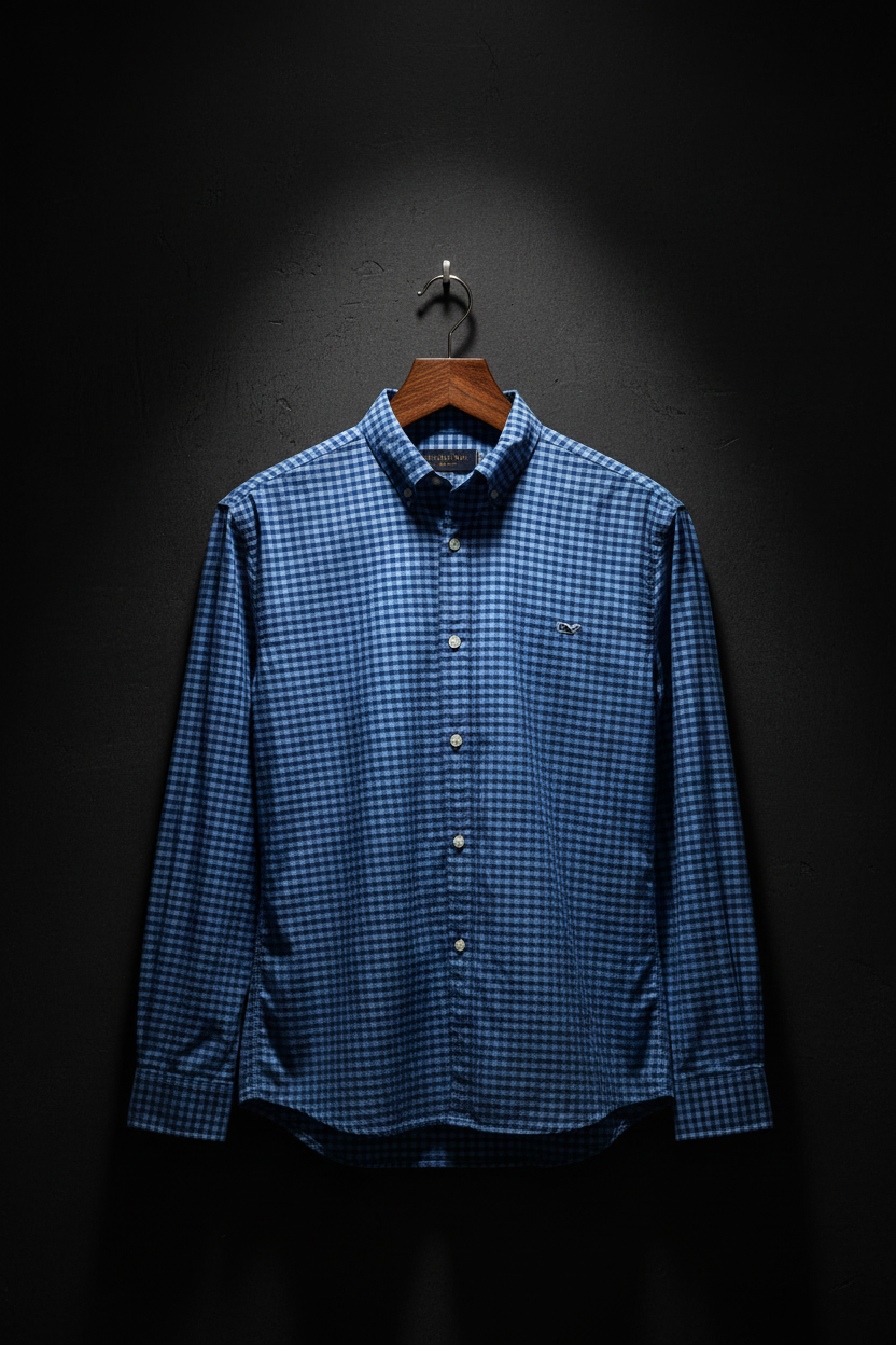 Camisa Vineyard Vines 🐳 Performance de cuadros gingham en color celeste y azul Talla XL Entalle Clásico