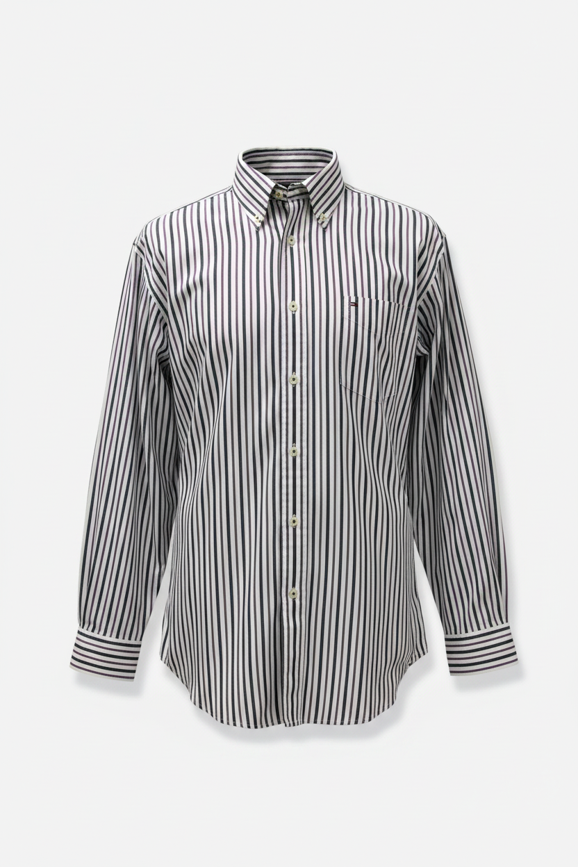 Camisa de botones Tommy Hilfiger 🇺🇸 color blanco de rayas en color lila y azul Talla XL Entalle Regular