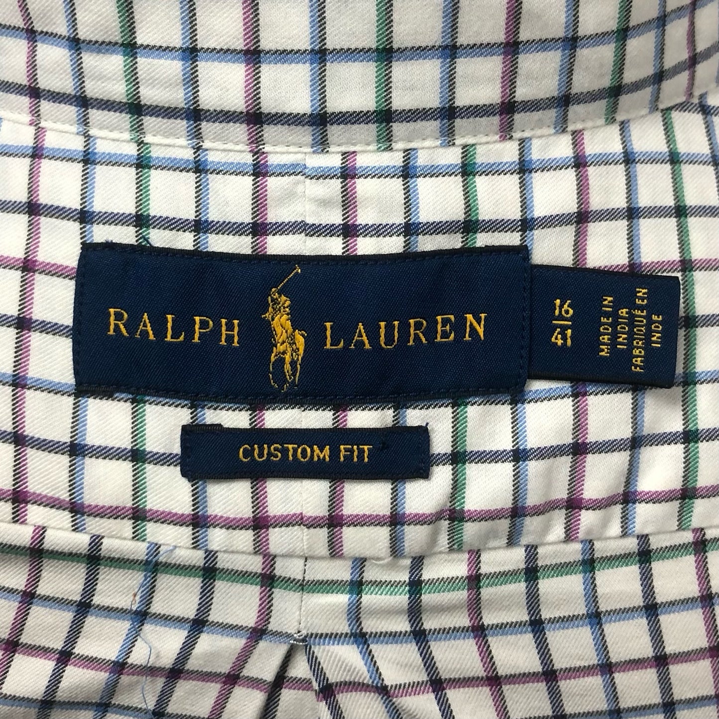 Camisa Polo Ralph Lauren 🏇🏼 Color blanco de cuadros en color azul, verde y rojo Talla L Entalle Custom Fit