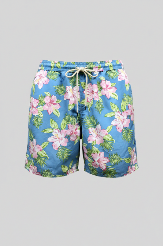 Short de baño Polo Ralph Lauren 🏇🏼color celeste con diseño floral en rosado talla XXL