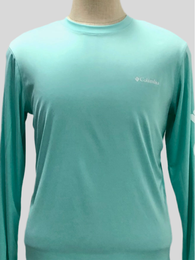 Camiseta cuello redondo Columbia 🔷 color turquesa claro manga larga Talla S