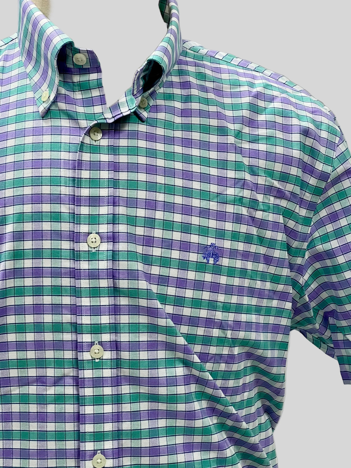 Camisa Brooks Brothers 🐑 color de cuadros en lila, verde y blanco Talla L Entalle Regular