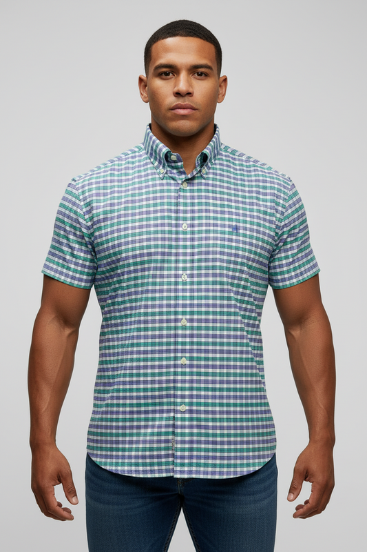 Camisa Brooks Brothers 🐑 color de cuadros en lila, verde y blanco Talla L Entalle Regular