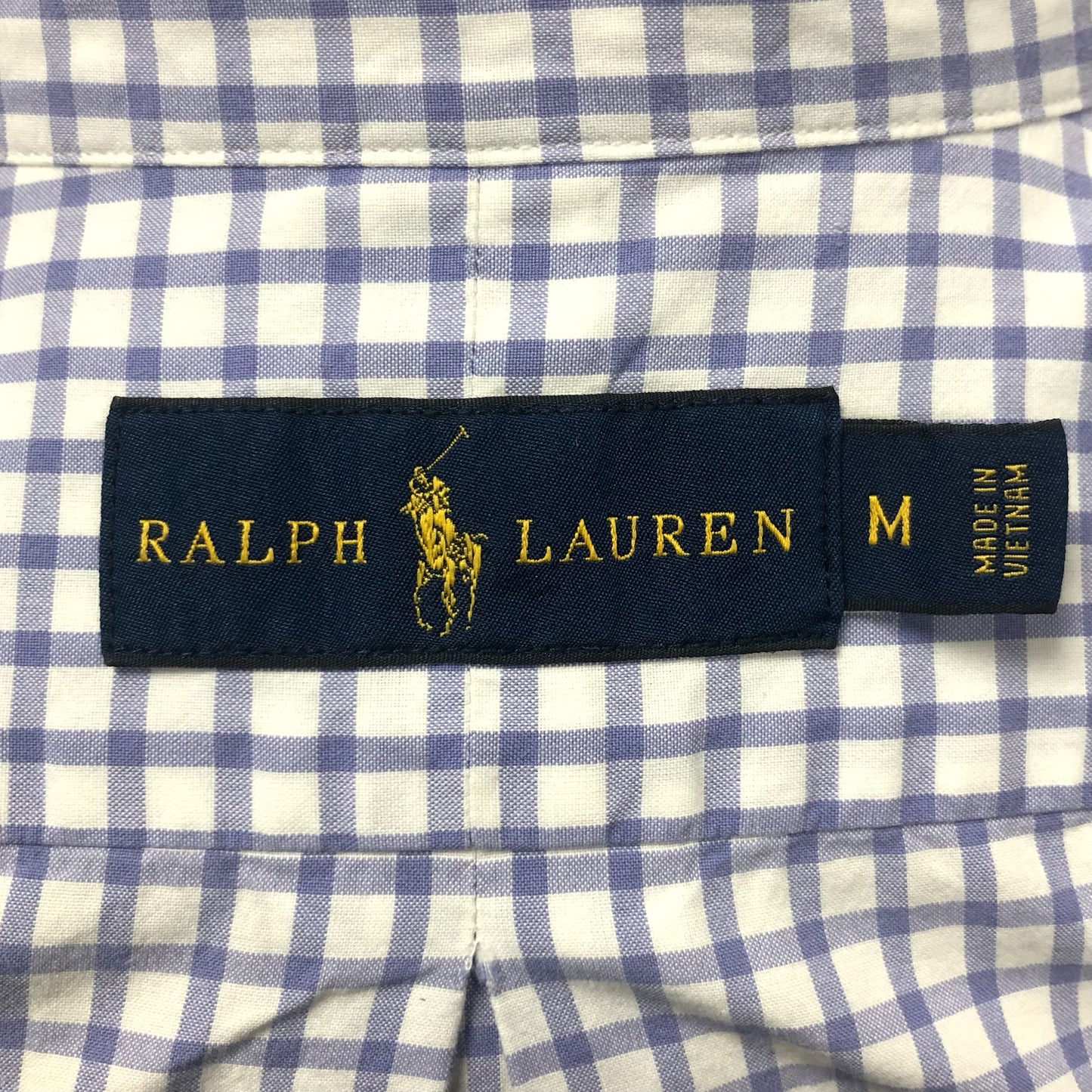 Camisa de botones Polo Ralph Lauren 🏇🏼 color blanco de cuadro azul Talla M Entalle Regular