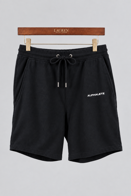 Short Lounge Alphalete 🏃🏻‍♂️ color negro y logo en blanco Talla L (ver descripción)