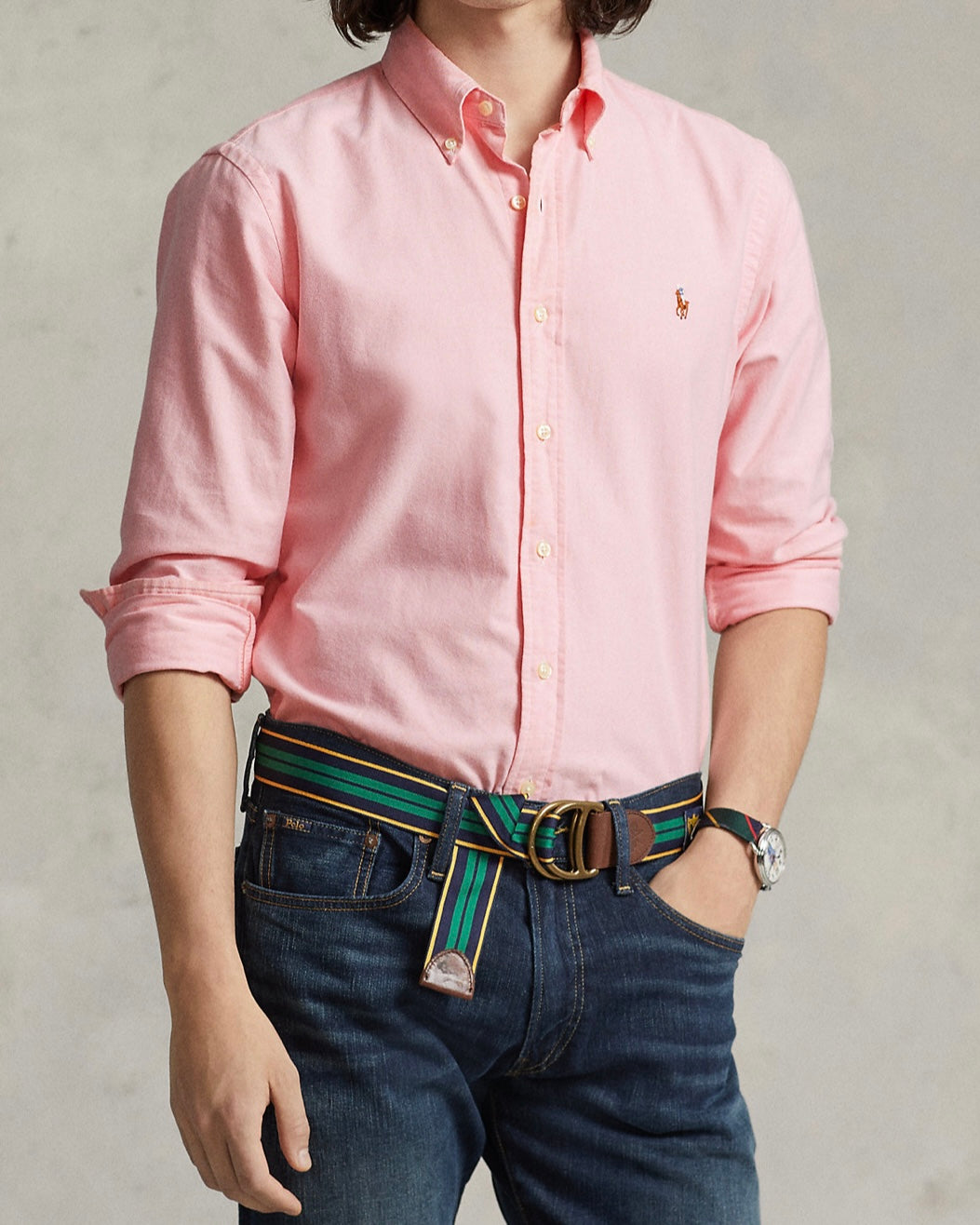 Camisa de botones Polo Ralph Lauren 🏇🏼 Oxford en color rosado claro Talla S Clásico