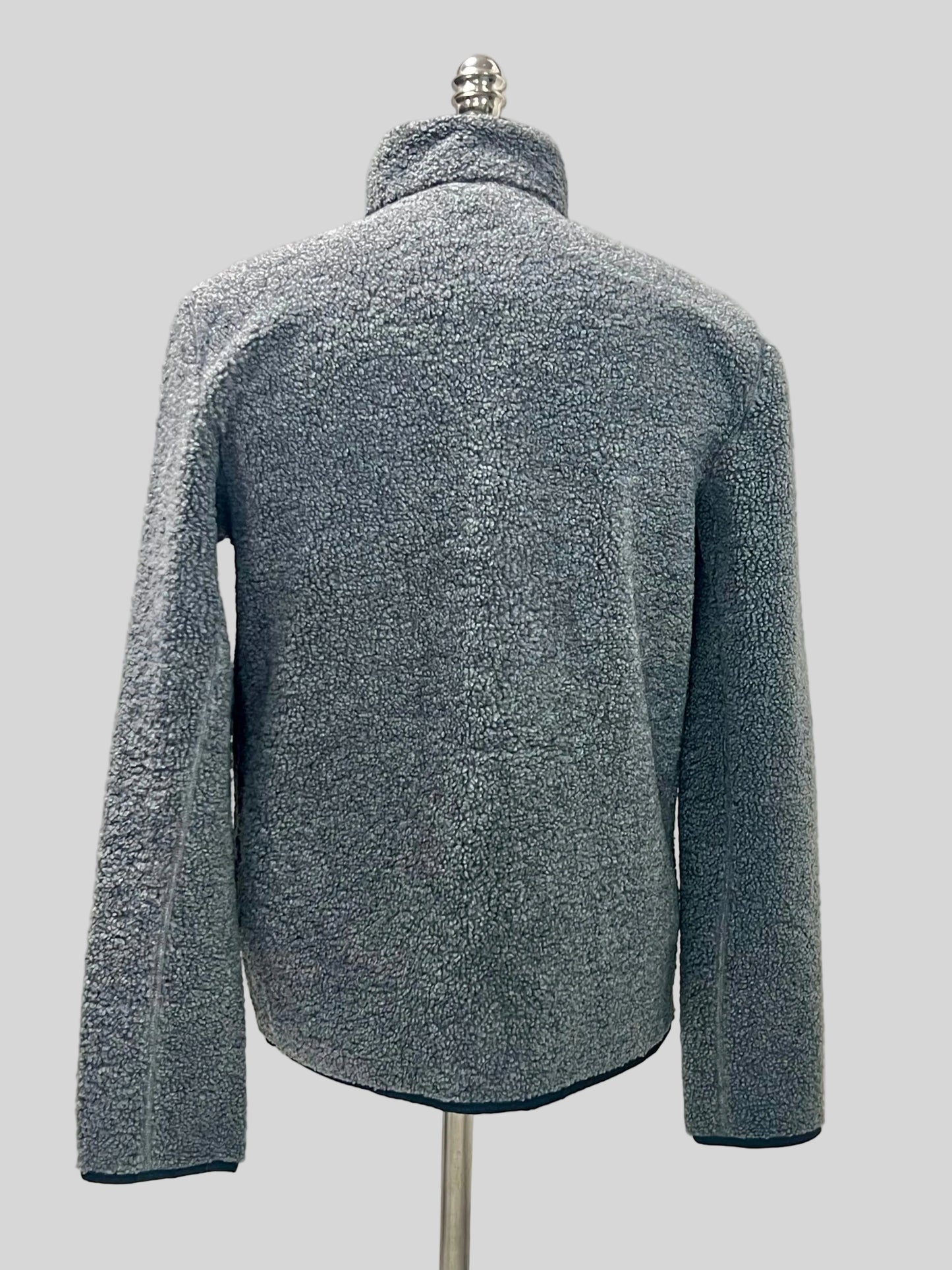 Jacket Brooks Brothers 🐑 Teddy Fleece color gris con zíper completo y bolsillo Talla S