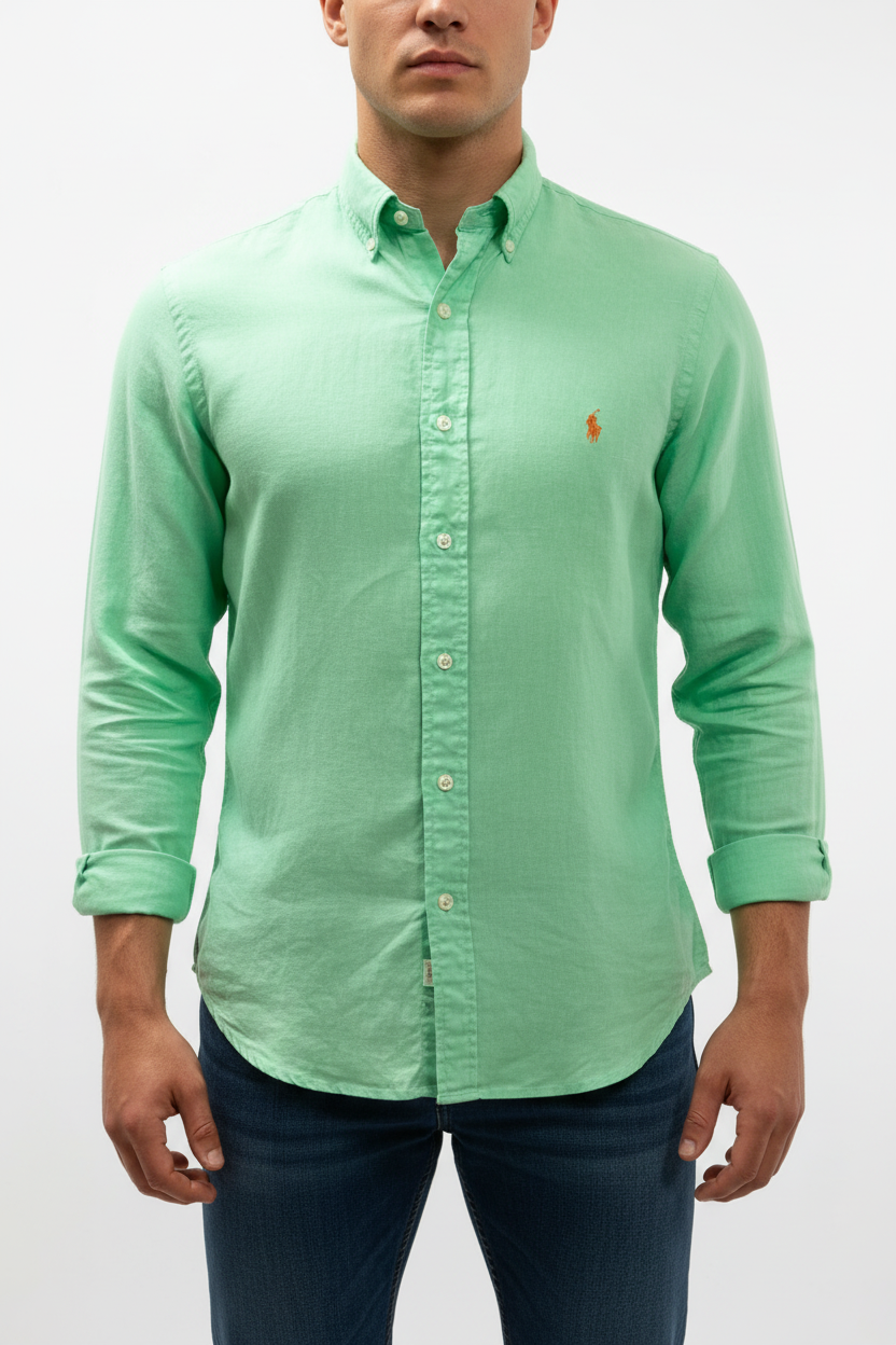 Camisa de botones Polo Ralph Lauren 🏇🏼 de Lino en color verde Talla M Entalle Regular