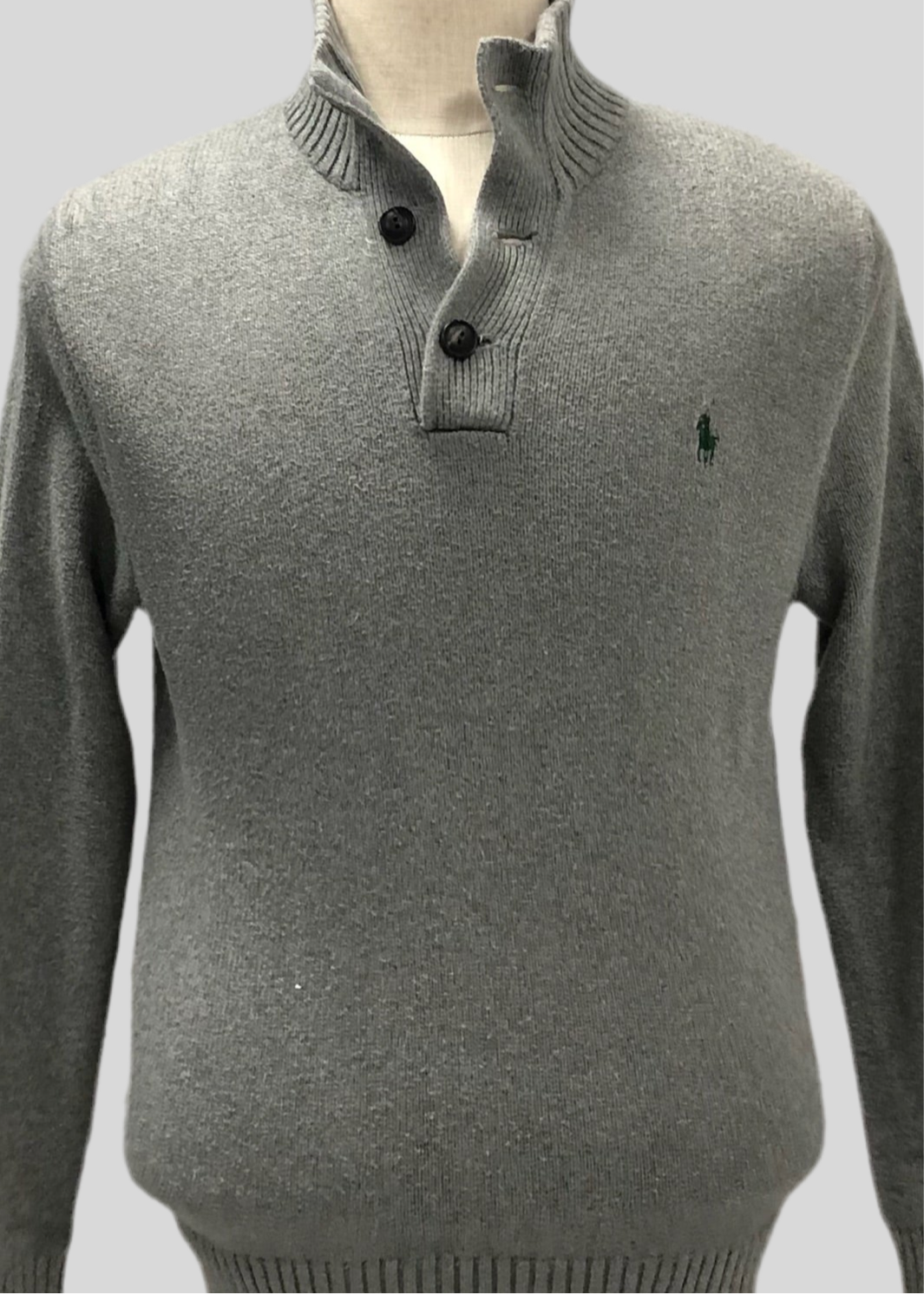 Sueter Jersey Polo Ralph Lauren 🏇🏼 color gris oscuro con logo en verde Talla S (ver descripción)