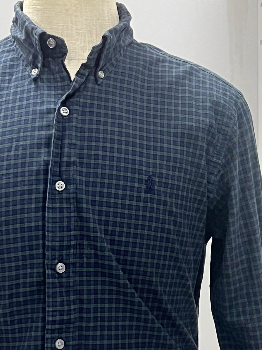 Camisa Polo Ralph Lauren 🏇🏼 de cuadros verde oscuro y azul navy Talla L Entalle Regular