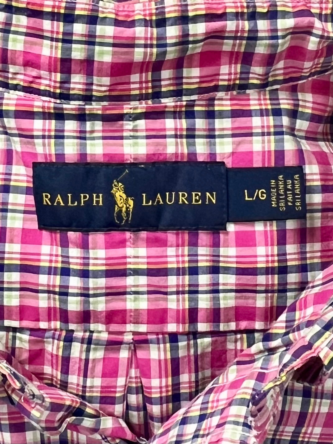 Camisa de botones Polo Ralph Lauren 🏇🏼 de cuadros en rosado, azul navy y blanco Talla L Entalle Regular