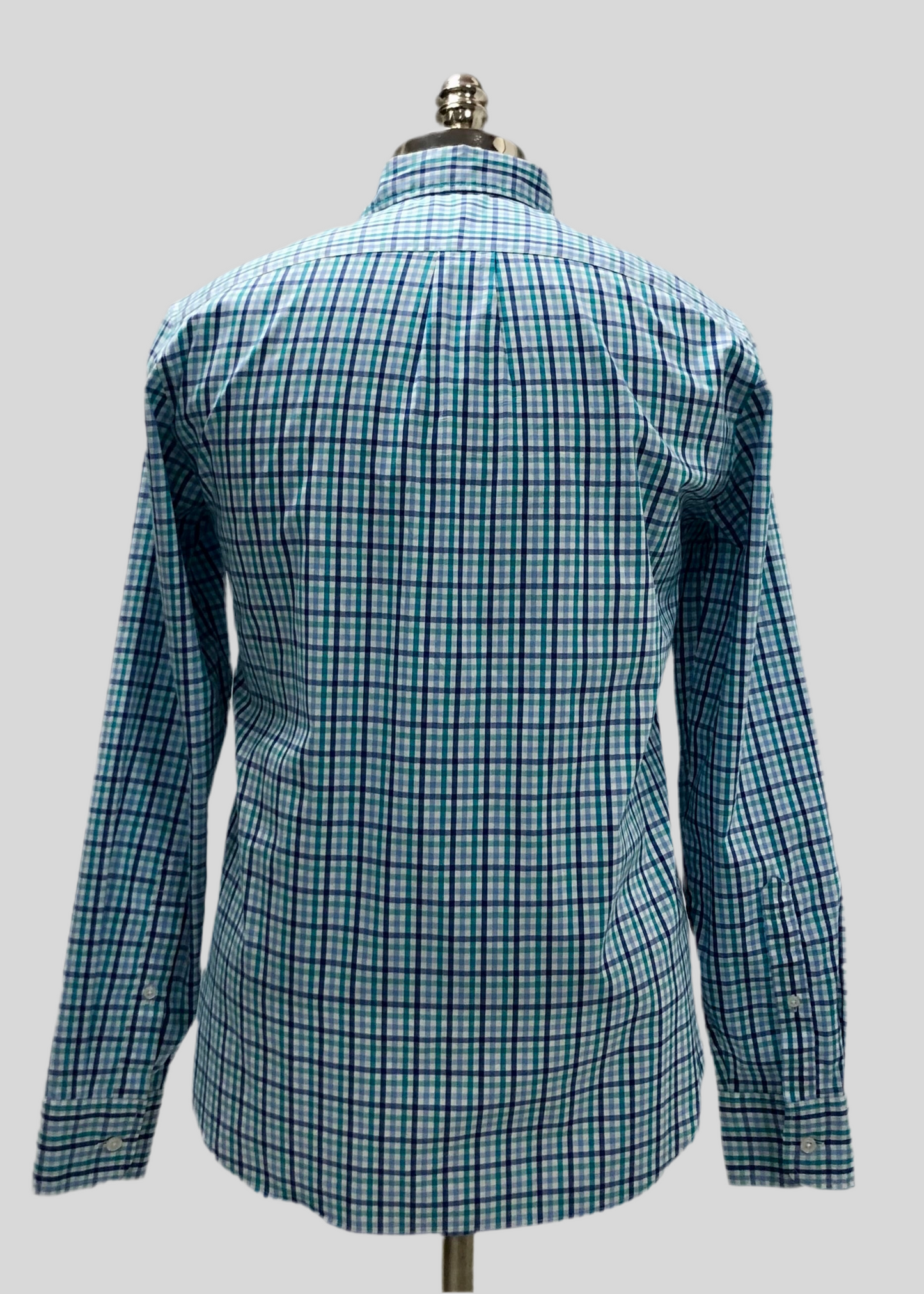 Camisa de botones J.Crew 🇺🇸 Performance Color blanco de cuadros en celeste, turquesa y azul Talla S Entalle Regular