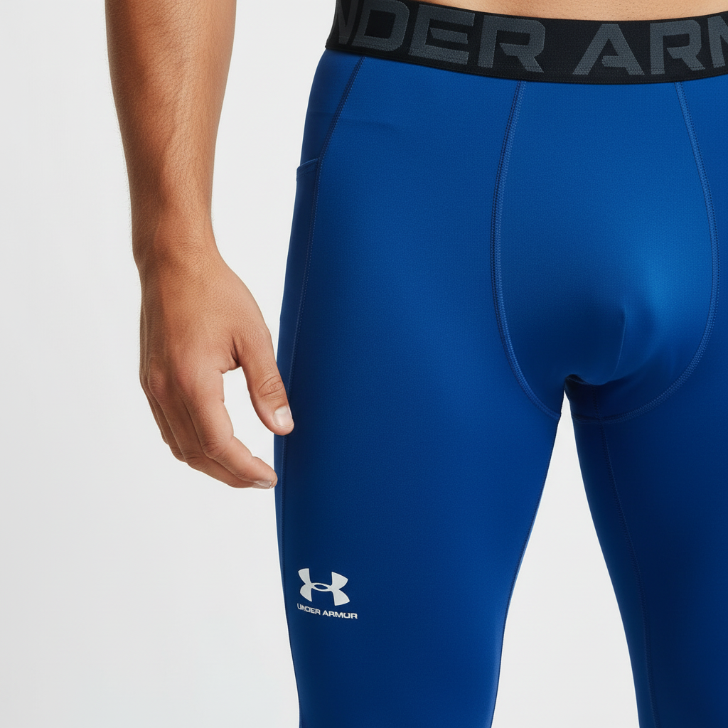 Malla de entrenamiento licra Under Armour 🏋🏽 Pro Dri-FIT 3/4 para hombre en Color azul y cintura negro Talla L