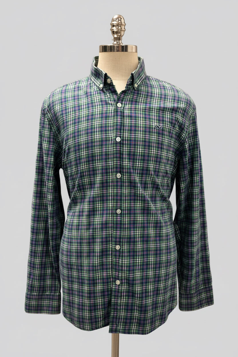 Camisa de botones Vineyard Vines 🐳 de cuadros en color azul, verde, rojo y blanco Talla XL Entalle Slim Fit