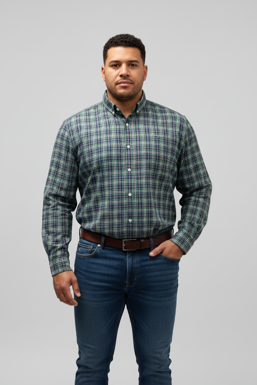 Camisa de botones Vineyard Vines 🐳 de cuadros en color azul, verde, rojo y blanco Talla XL Entalle Slim Fit