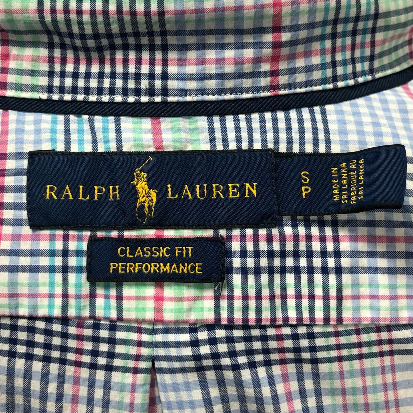 Camisa Polo Ralph Lauren 🏇🏼 Performance blanca de cuadros celeste, azul, rojo y verde Talla S Entalle Clásico
