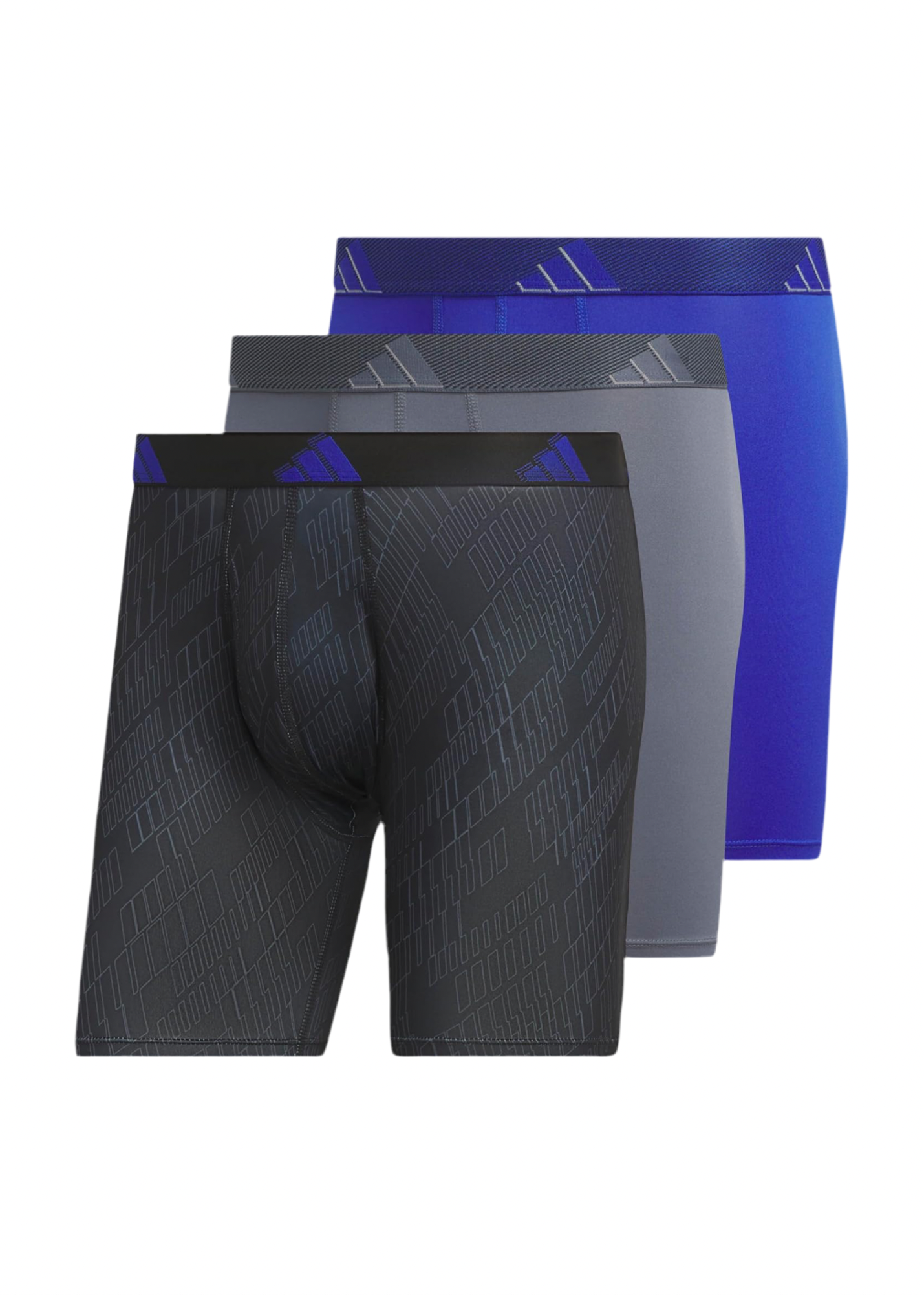 Combo de 3 Boxers Briefs Adidas Tela Performance color azul, gris y negro Talla L